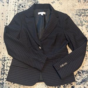 New York & Company Purple & Black Fitted Blazer w/ Slight Shoulder Pads